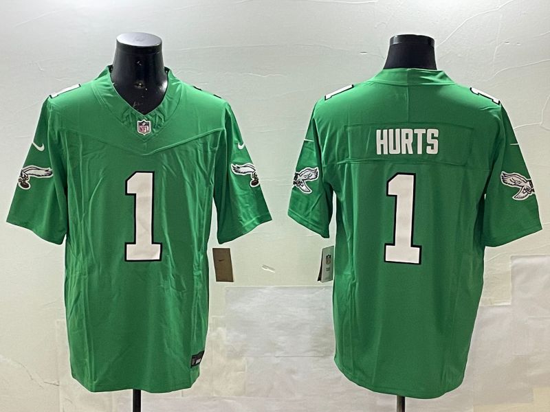 Men Philadelphia Eagles #1 Hurts Green three generations 2025 Nike Vapor Limited NFL Jersey style 26
